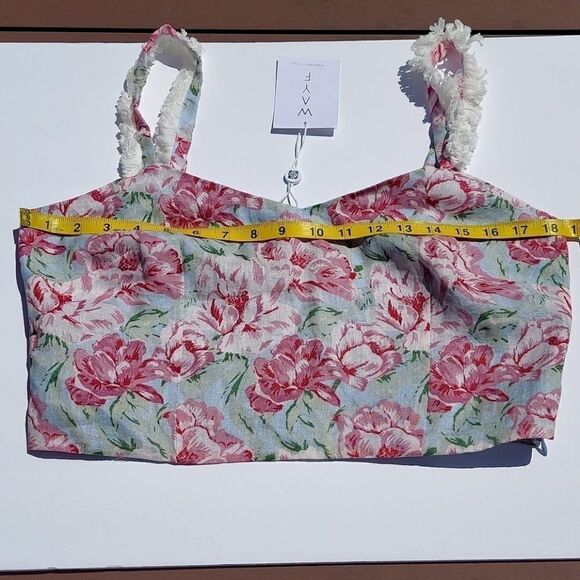 WAYF Tamera Floral Linen Tank Crop Top Sz L NWT - Picture 10 of 13